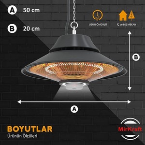  Mirkraft Elırg 2000 W Led Işıklı Kumandalı Tavan Tipi Askılı Isıtıcı