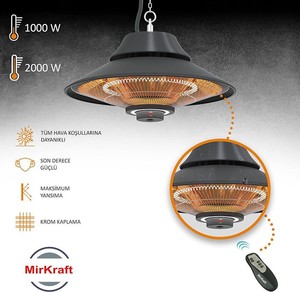  Mirkraft Elırg 2000 W Led Işıklı Kumandalı Tavan Tipi Askılı Isıtıcı